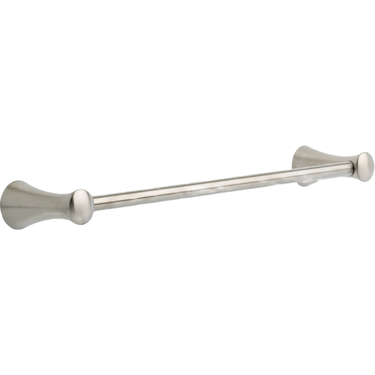 18-inch stainless steel towel bar with curved decorative ends for bathroom and home improvement use