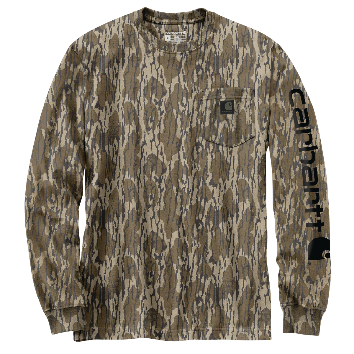 Carhartt Dearborn Loose LS Camo T-Shirt - Mossy Oak Bottomland Camo, Small