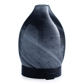 Glossy obsidian diffuser with smooth curved shape and simple control panel for home fragrance and decor use