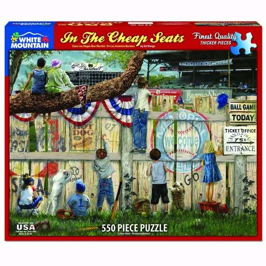 Box of White Mountain puzzle featuring children watching a baseball game, part of Toys & Games and Puzzles collections under $50