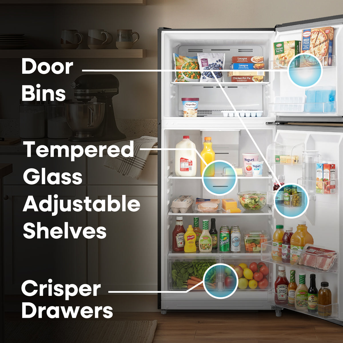 Element Electronics 20.5 cu. ft. Top Freezer Refrigerator - Black, ENERGY STAR (ERT21CSCB)