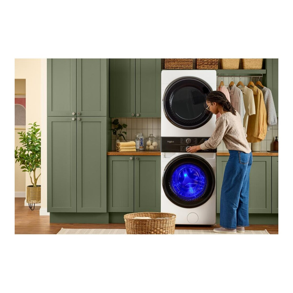 Smart ENERGY STAR® Front Load Laundry Tower with UV Clean Technology & FreshFlowTM Vent System 4.5 cu. ft. Washer & 7.4 cu. ft. Electric Dryer