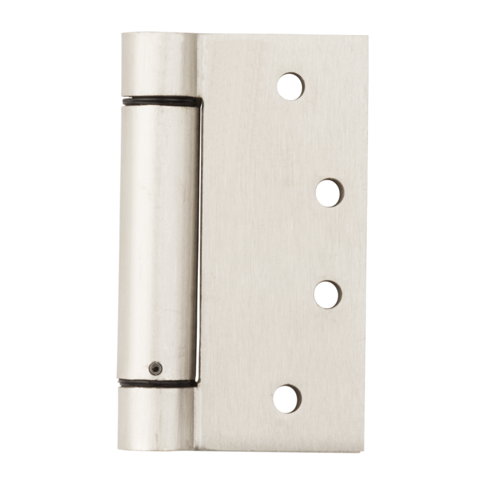 Square satin nickel spring hinge with adjustable tension for door hardware in home improvement and door accessories collections