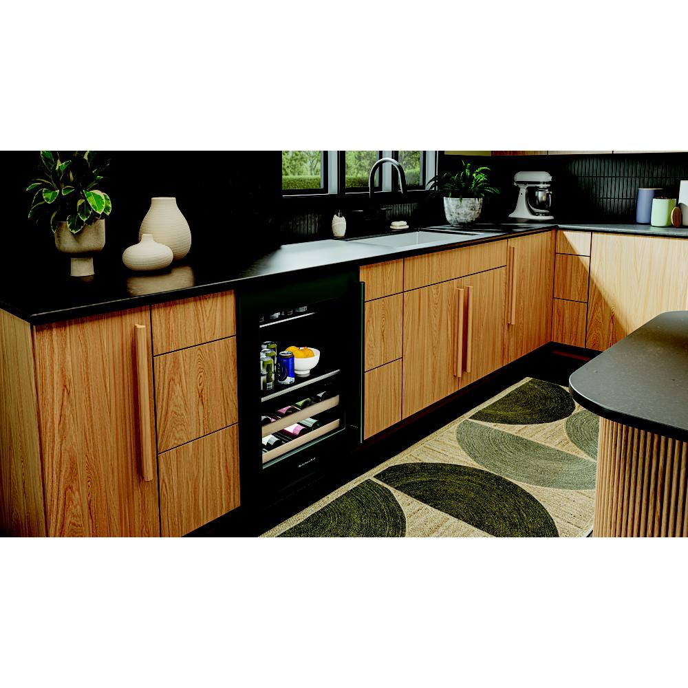 24" Beverage Center with Glass Door and Wood-Front Racks
