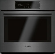 Black stainless steel single wall oven with digital touch controls from Bosch wall ovens collection