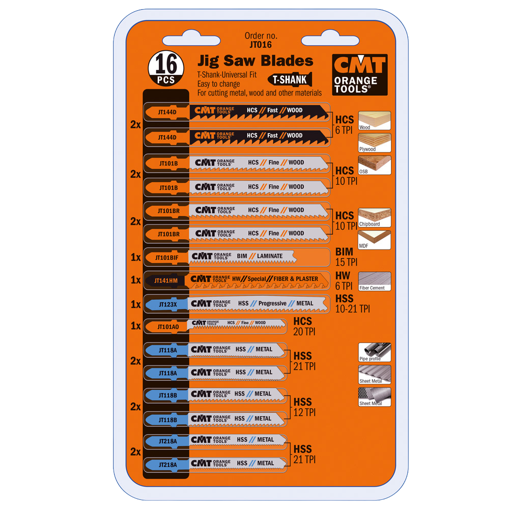 CMT Orange Tools 16-Pc. Jig Saw Blades Set