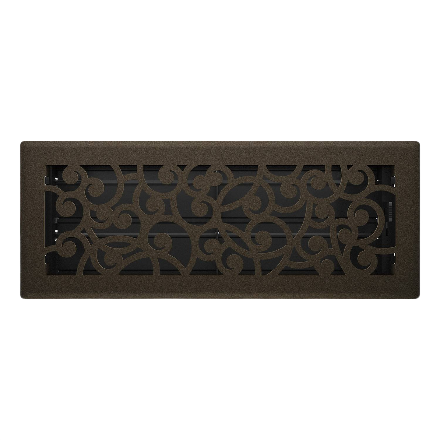 Bronze age floor register with decorative scroll design, steel face plate, suitable for home improvement collections under $50