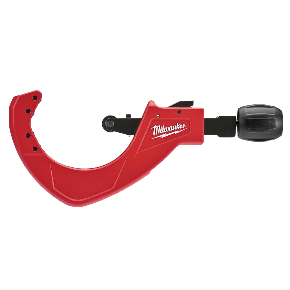 Red quick adjust cutter with ergonomic handle for precise copper tubing cuts in plumbing and Milwaukee tools collections