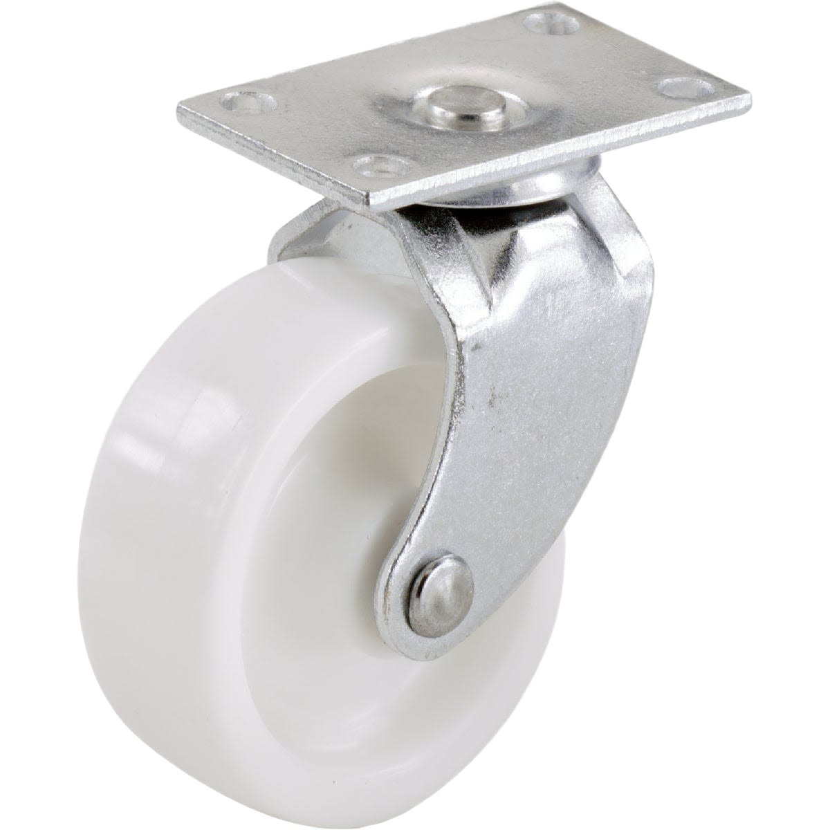 White swivel caster with metal plate mounting for light-duty home improvement and tool projects, set of four