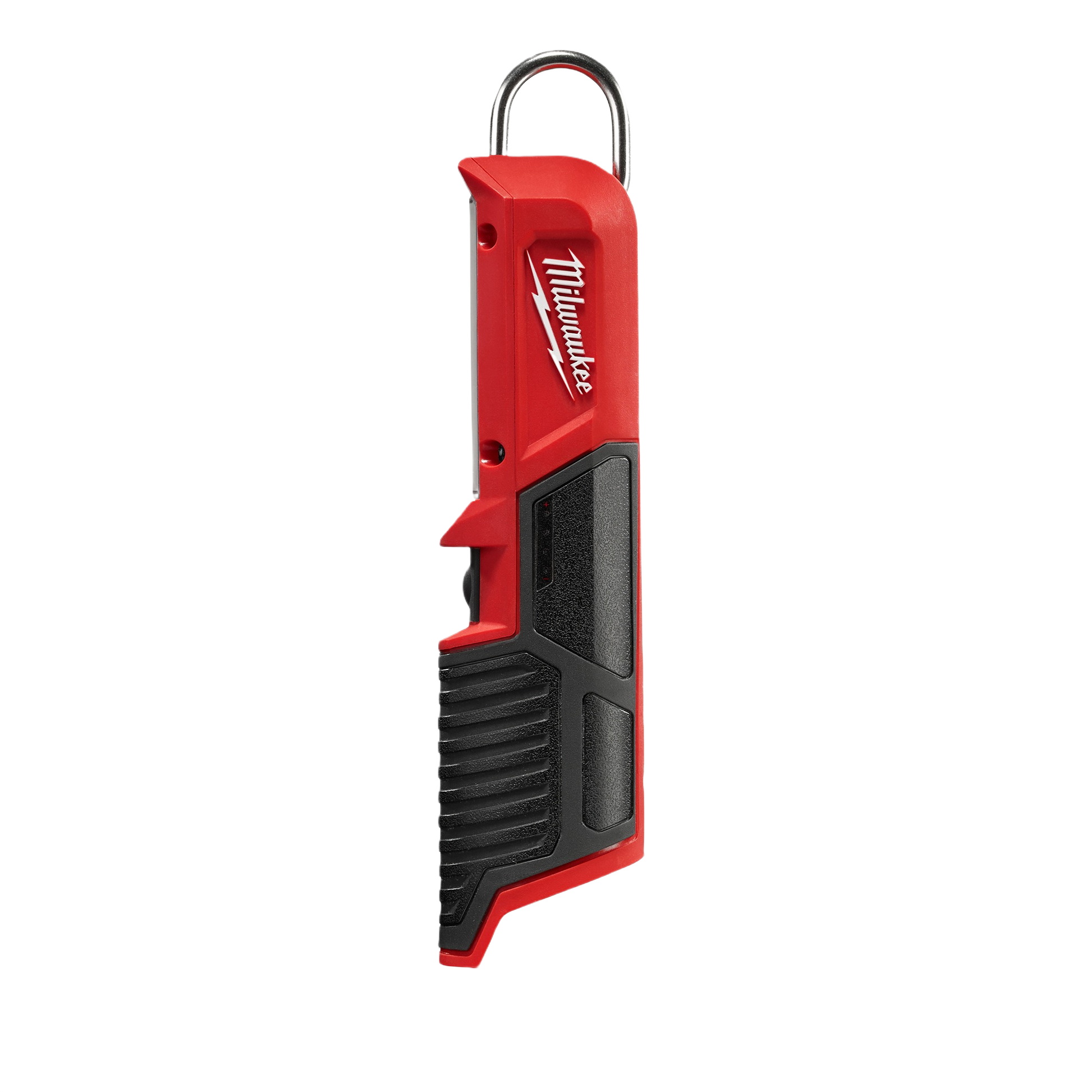 Red and black compact Milwaukee M12™ Stick Light with hanging hook for bright workspace lighting under $100 collection