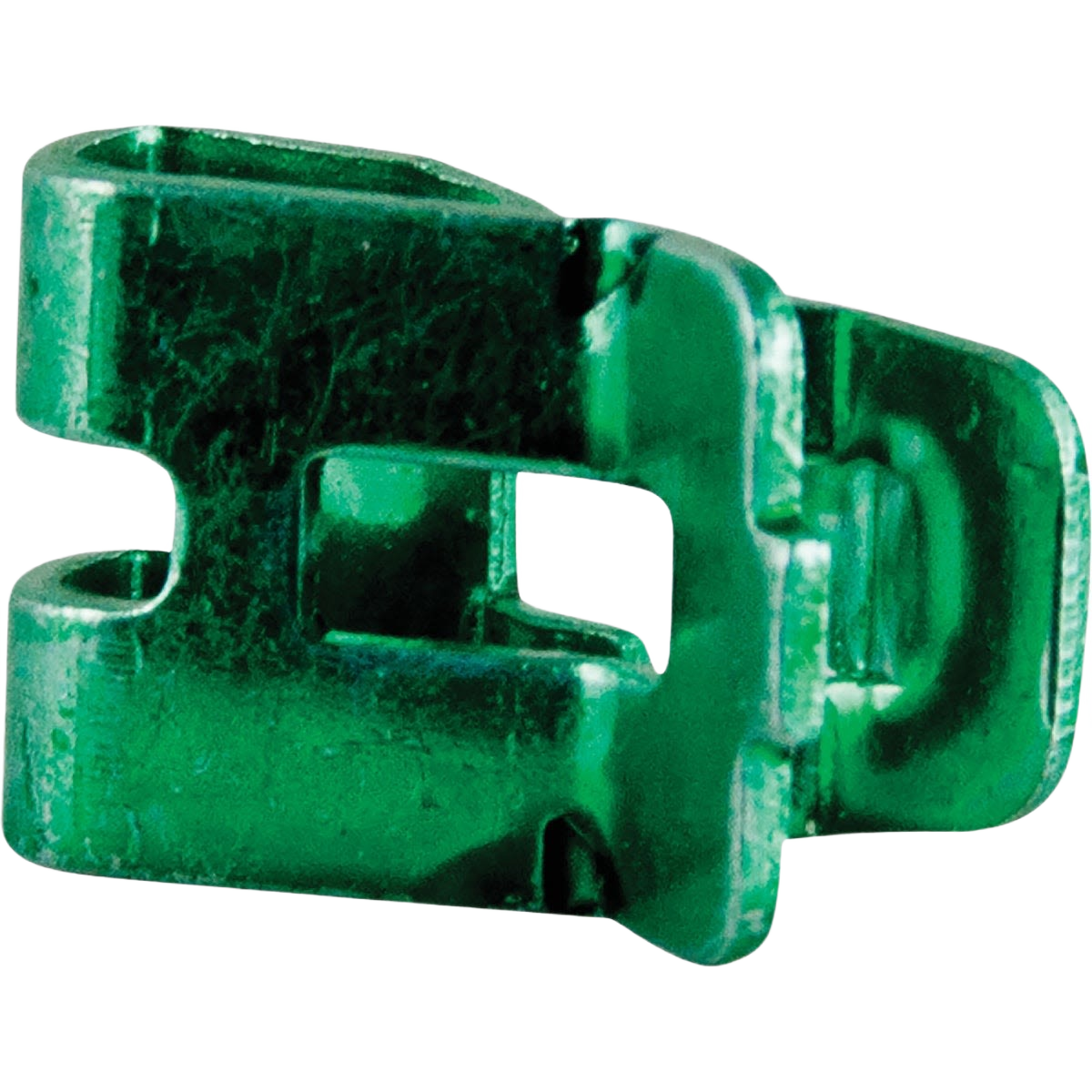 Green metal grounding clamp designed for secure electrical connections in home improvement projects