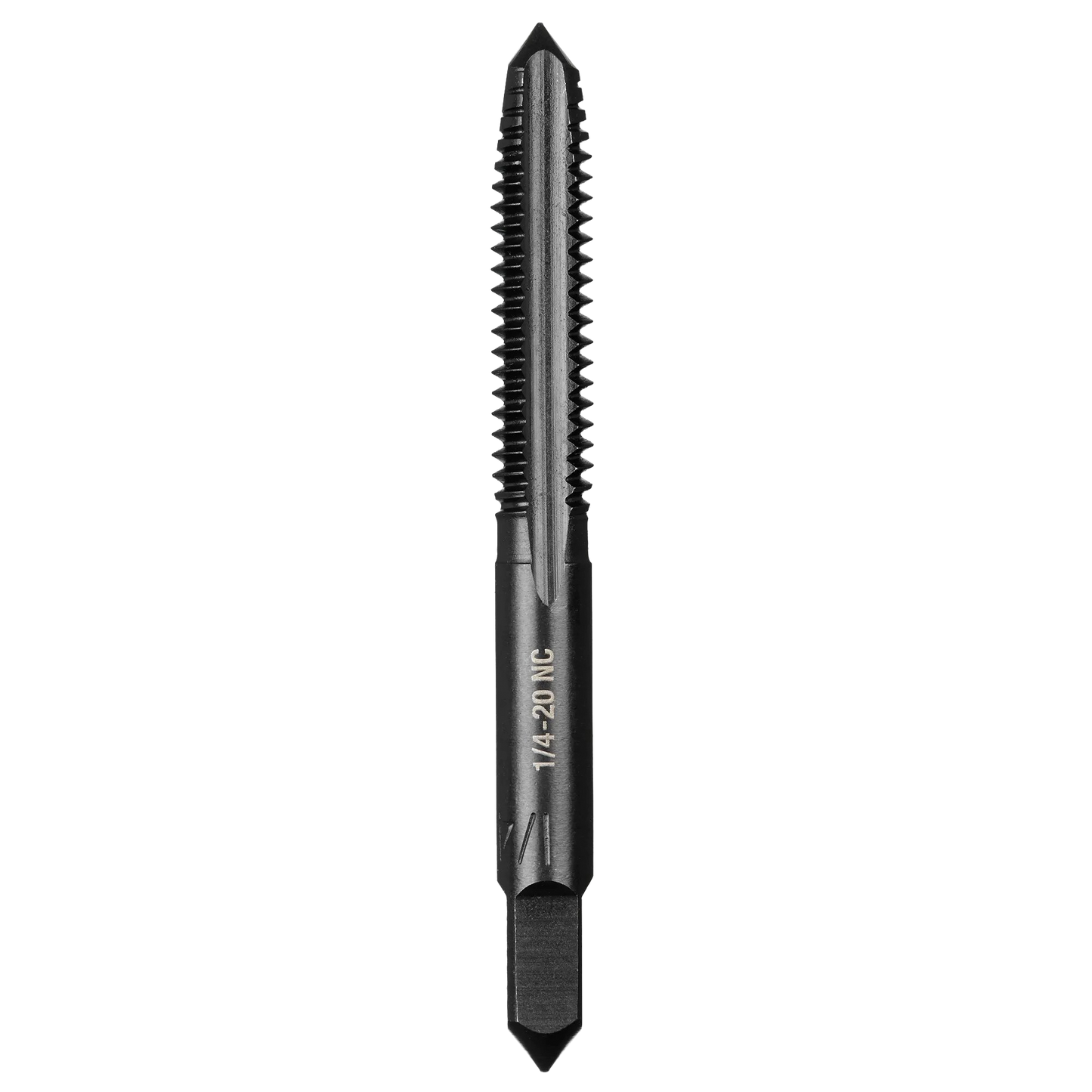 Black-coated 1/4"-20 NC straight flute plug tap for precise internal threading in tool accessories under $50 collections