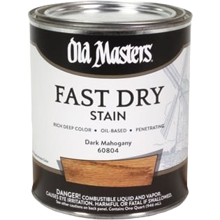 Can of oil-based dark mahogany fast-drying wood stain for home improvement and woodworking projects