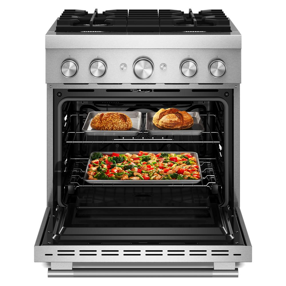 30-Inch 4 Burner Commercial-Style Dual Fuel Range with No Preheat Air Fry Mode