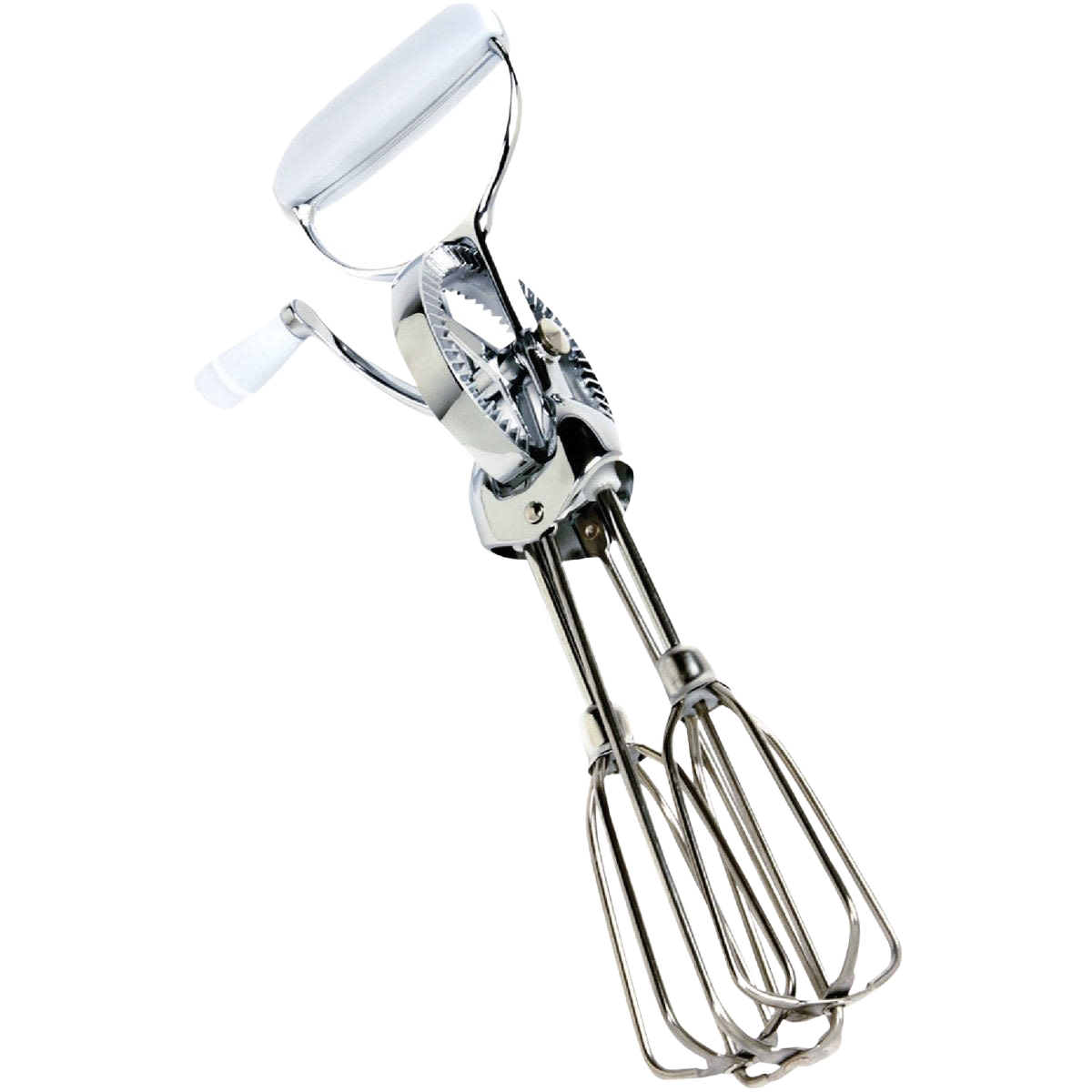 Stainless steel hand beater with dual beaters and crank handle for efficient mixing in kitchenware and cooking utensils collections