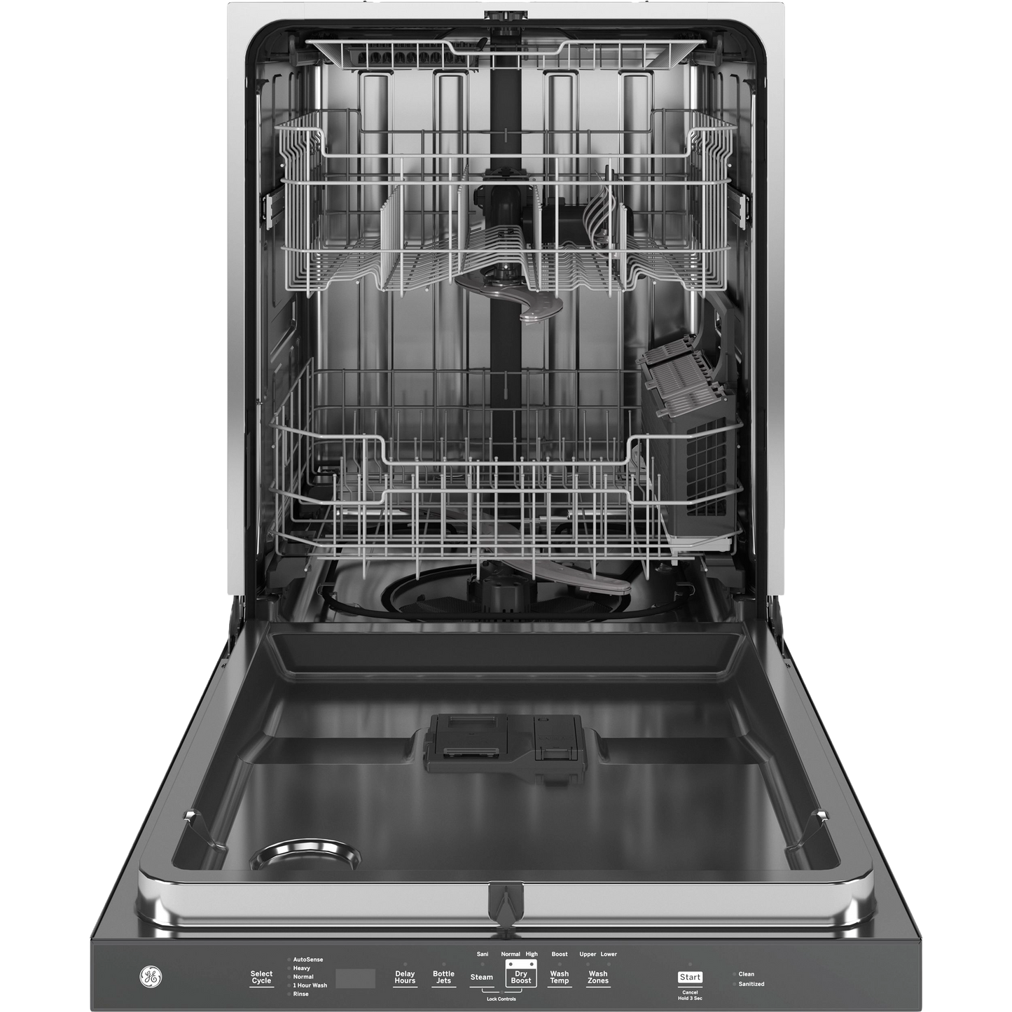 GE® ENERGY STAR® Fingerprint Resistant Top Control with Stainless Steel Interior Dishwasher with Sanitize Cycle