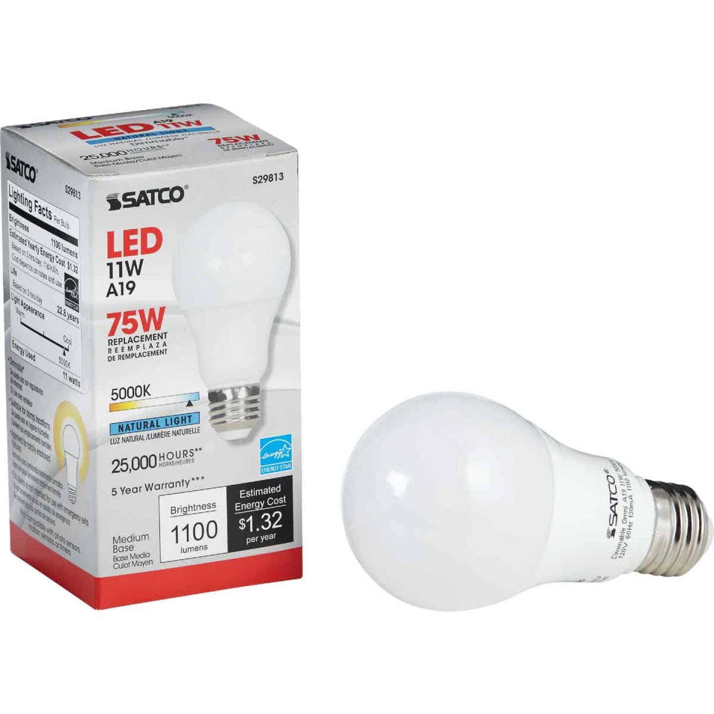 Energy-efficient LED light bulb with medium base and natural light output for home improvement and residential use