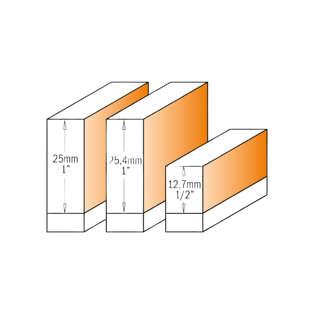 CMT Orange Tools 3/8" - 3/8" - 3/4" Flush Trim 3-Pc Bit Set, 1/4” Shank