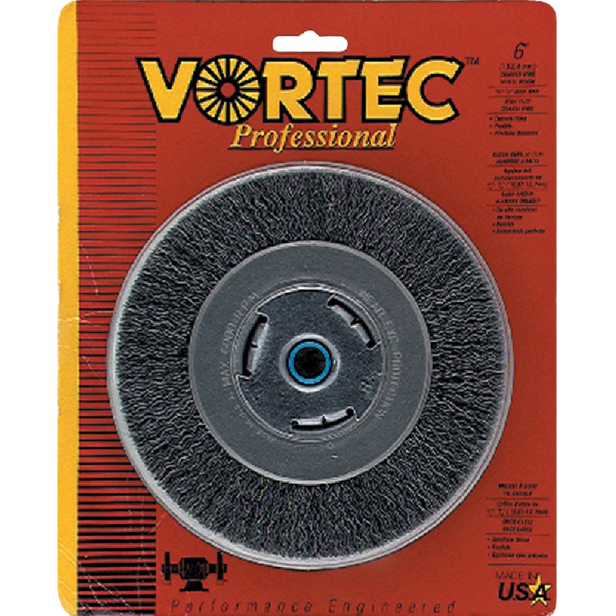 Coarse crimped wire wheel with metal hub for bench grinder, designed for heavy-duty material removal in home improvement tasks