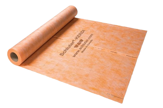 Orange roll of waterproof membrane for tile flooring and building materials in home improvement collection
