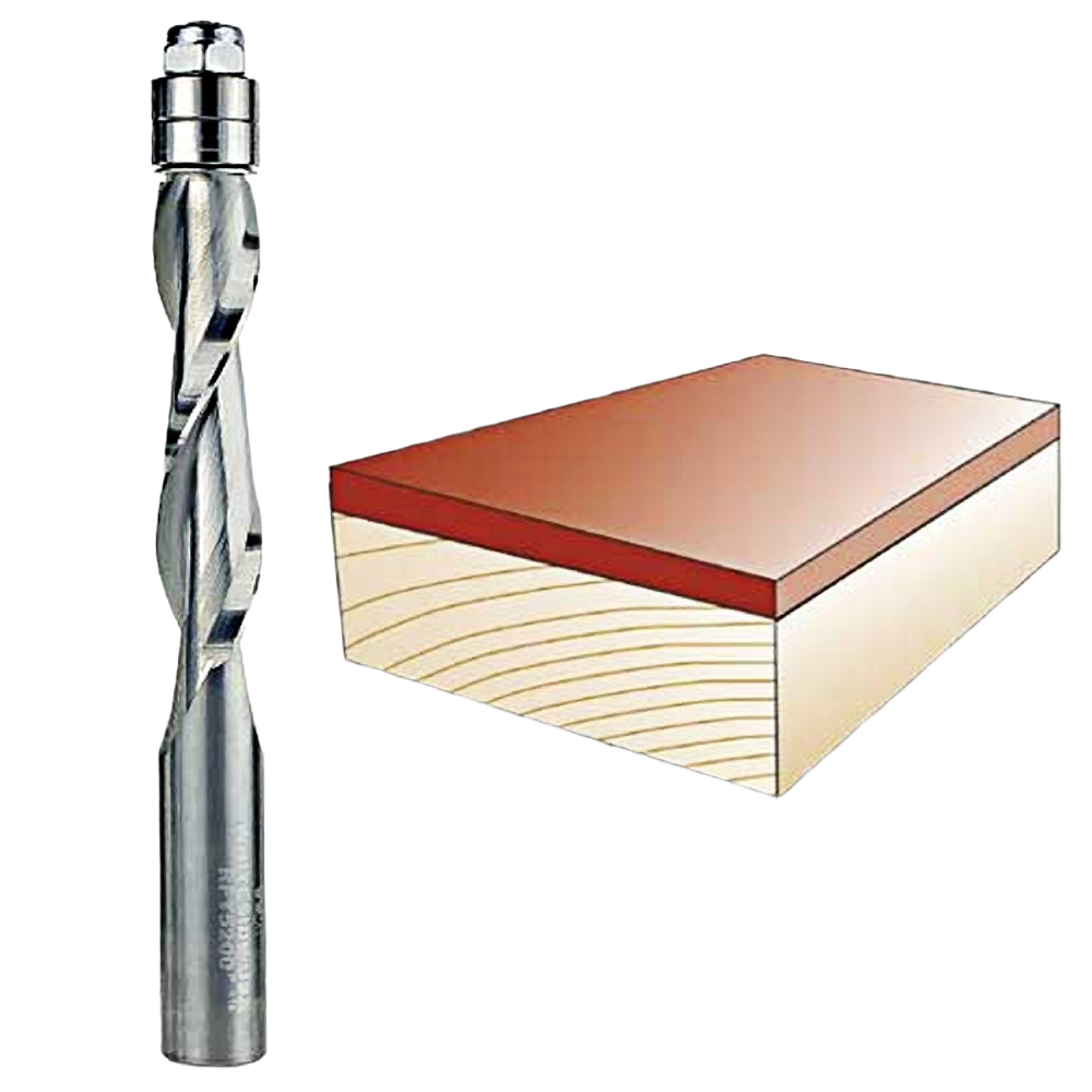 Spiral upcut flush trim router bit for precise shear cuts on wood in power tool and drill bit accessories collections