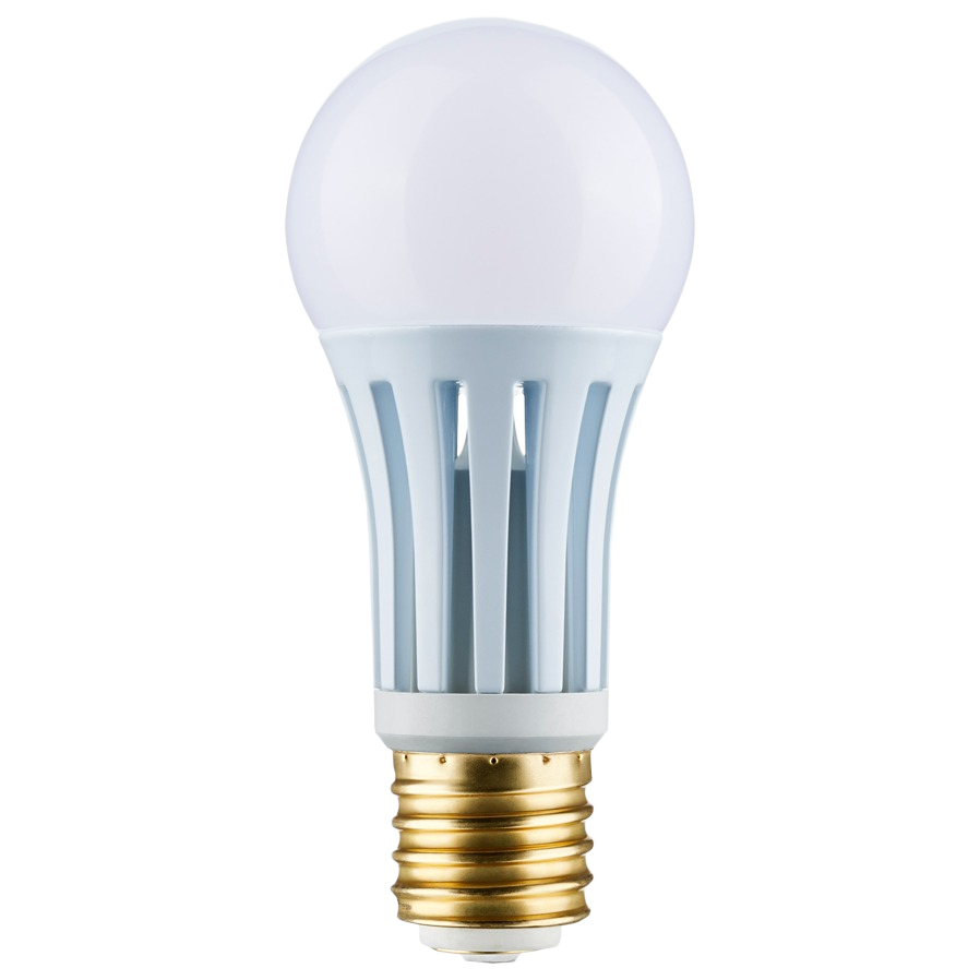 White LED bulb with molded vents and brass base suitable for lighting and electrical home improvement needs