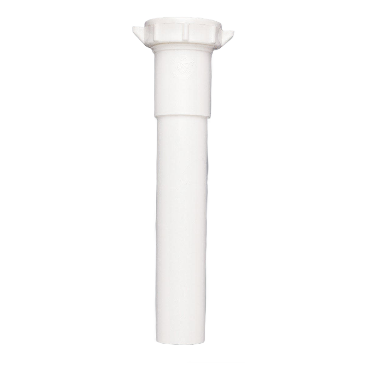 White plastic slip-joint extension tube for plumbing repair and drain parts, suitable for home improvement projects