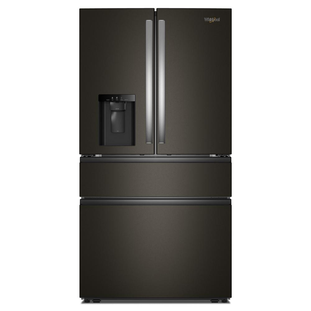 Whirlpool French door refrigerator in black stainless steel with in-door water dispenser from kitchen appliances collection