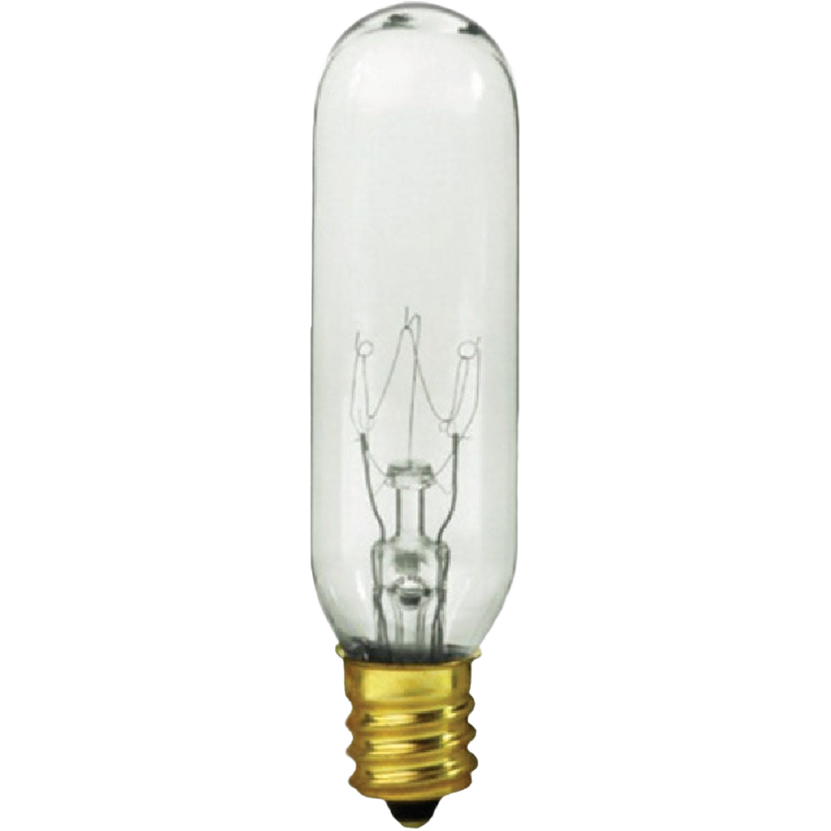 Clear tubular incandescent light bulb with brass screw base for lighting and electrical home improvement tools under $50