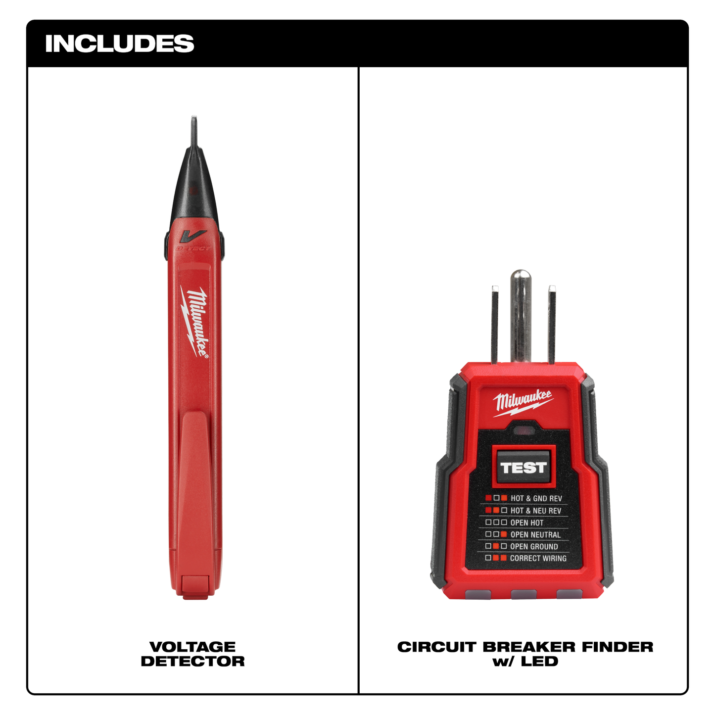 Milwaukee GFCI Receptacle Tester and Voltage Detector with LED Kit