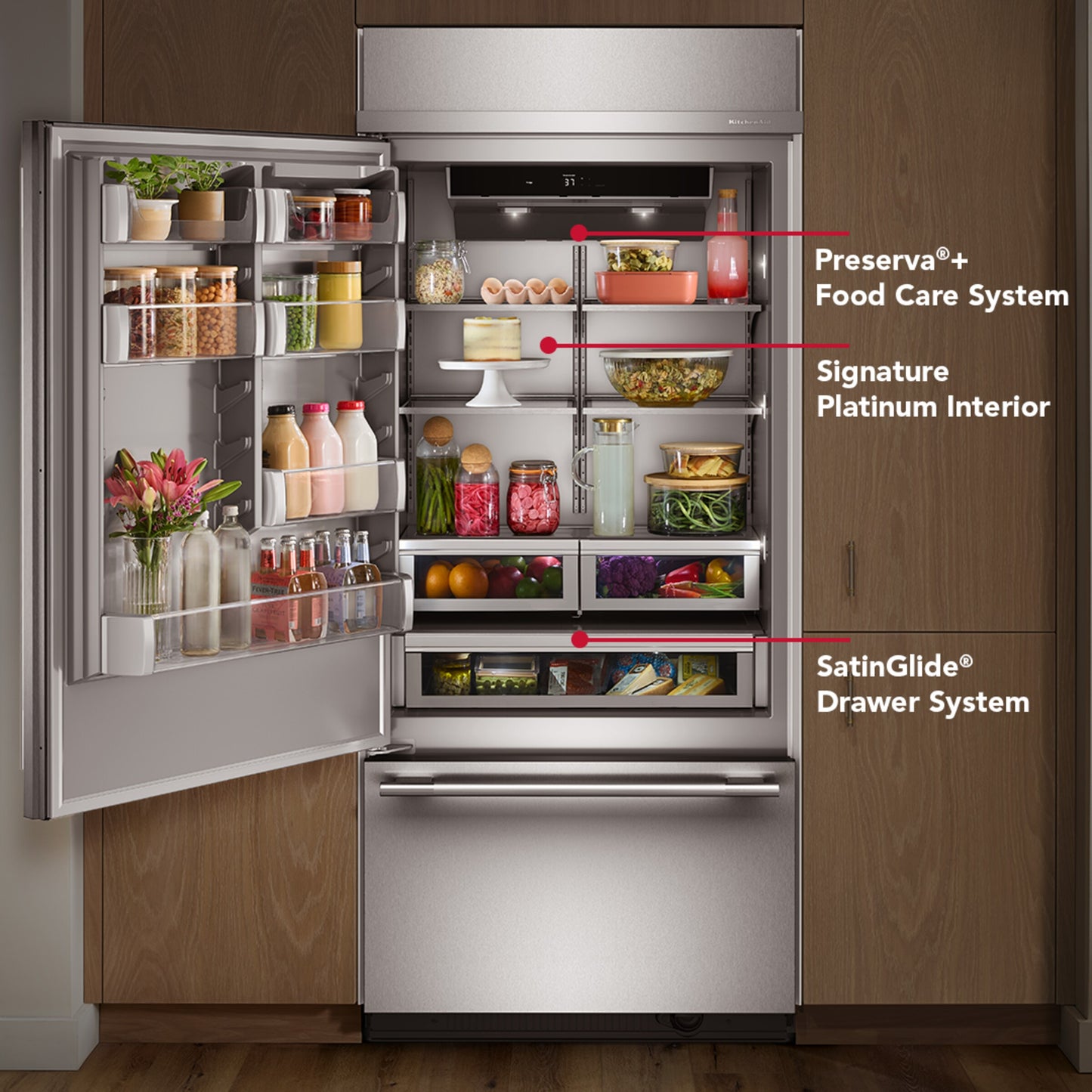 20.8 Cu. Ft. 36" Built-In Bottom Mount Refrigerator with Platinum Interior