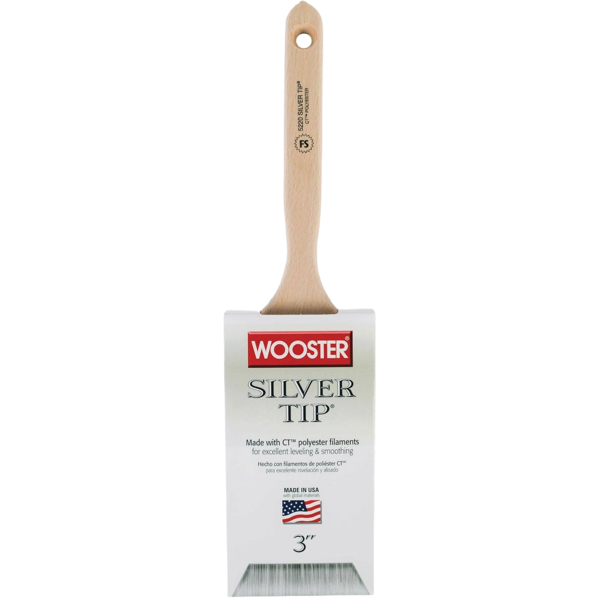 3-inch flat sash paint brush with wooden handle and Silver Tip polyester bristles for smooth finishes