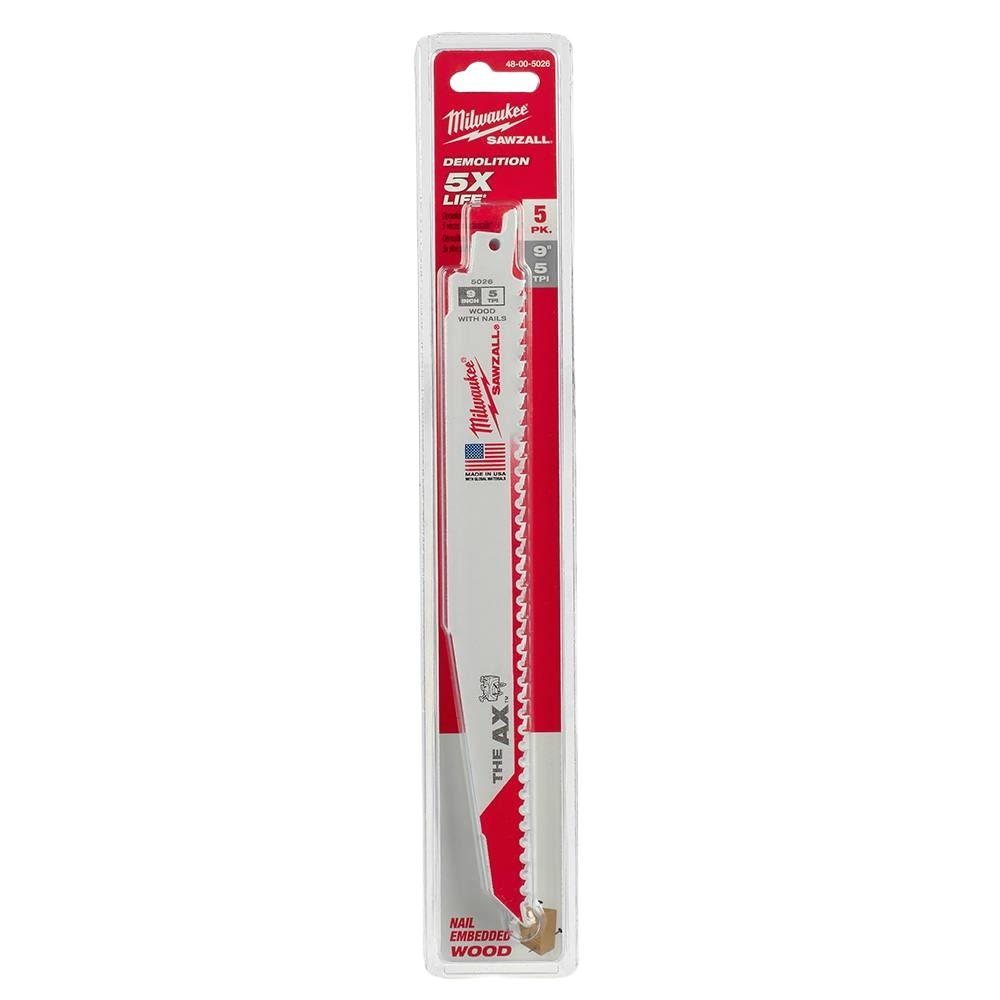 Milwaukee 9-inch saw blade with 5 TPI for demolition and woodworking in power tool accessories collections
