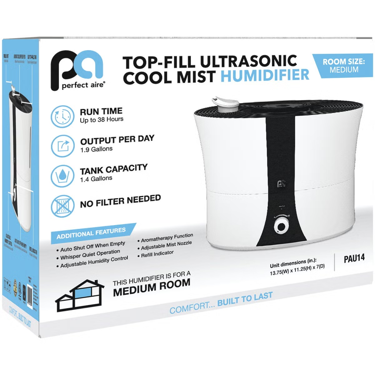 Perfect Aire 1.4 Gal. Medium Size Room Ultrasonic Cool Mist Humidifier