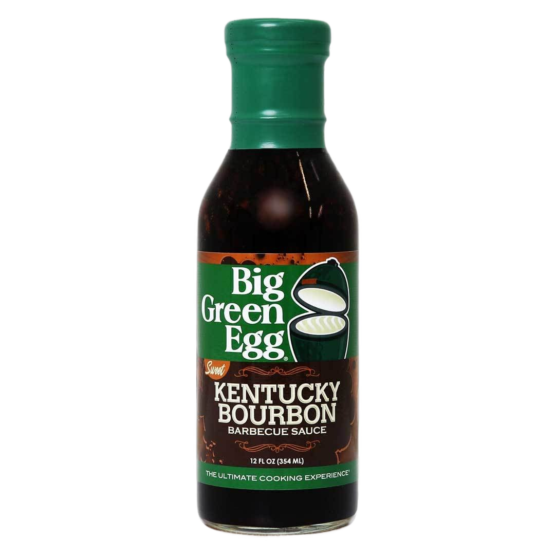 Bottle of Kentucky Bourbon barbecue glaze with green cap for grilling and cooking enhancement tasks