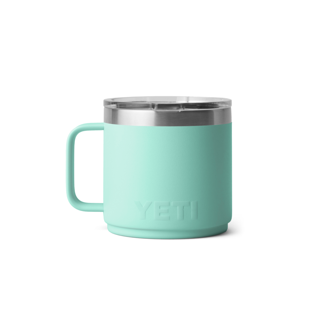 Mint green insulated 14 oz. stackable mug with ceramic lining and clear lid in drinkware and kitchenware collections