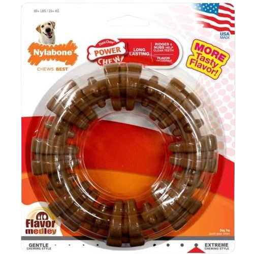 Durable textured chew ring with flavor medley for dogs, ideal for training and everyday treats under $50 in pet supplies