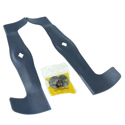Set of two durable mower blades with mounting hardware for John Deere lawn mower replacement and maintenance under 100 collection
