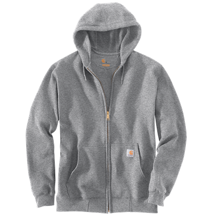 Light gray men’s loose fit midweight full-zip sweatshirt in cotton-poly blend from Carhartt hoodies and sweatshirts collection