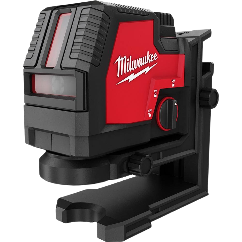 Red and black Milwaukee USB rechargeable laser level for woodworking and measuring in hand tools collections