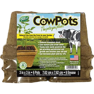 Biodegradable square cow manure plant pots in 6-pack for outdoor living and lawn and garden projects under $50 collection