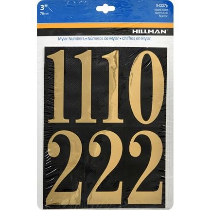 Durable adhesive gold house numbers on black vinyl backing for home improvement in hardware and signs collections under $25