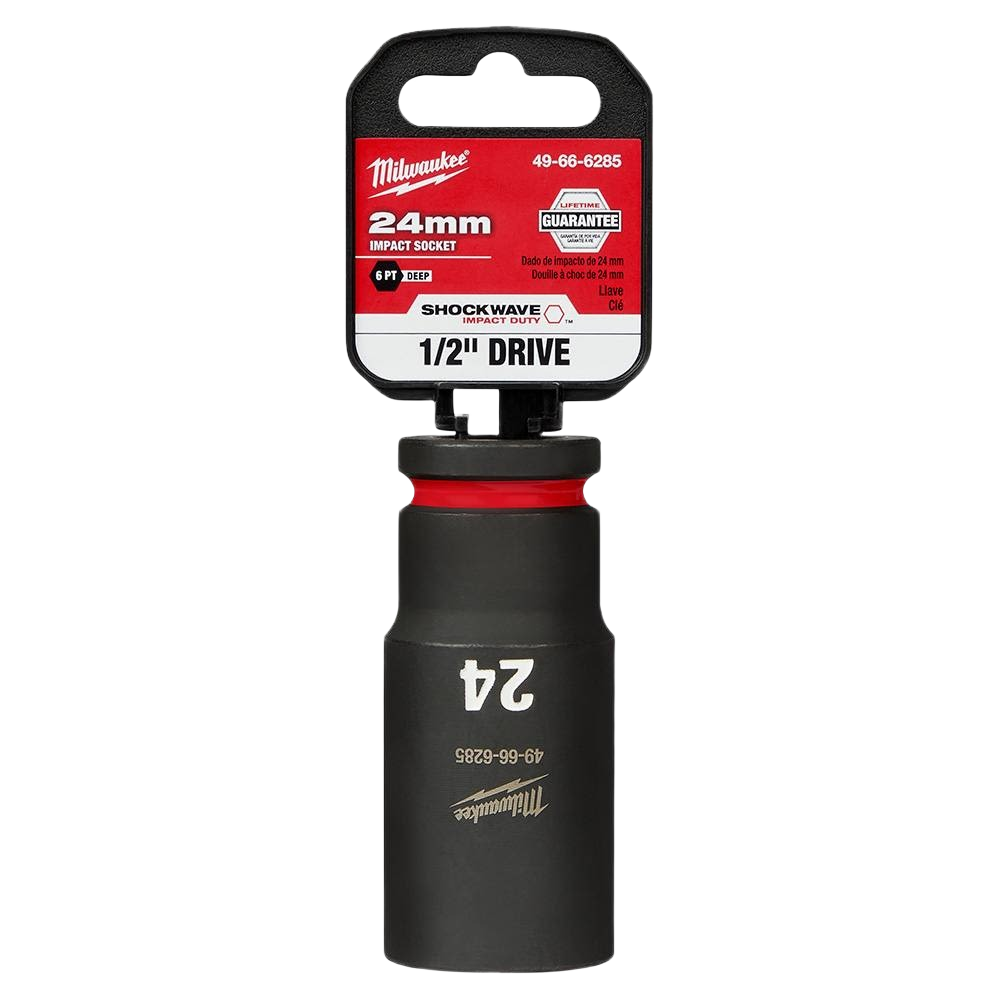 24mm deep impact socket with 6-point design for high torque use in hand tools and woodworking collections under $50