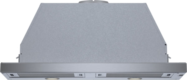 Stainless steel 36-inch pull-out range hood with integrated blower and halogen lights from Bosch range hoods collection