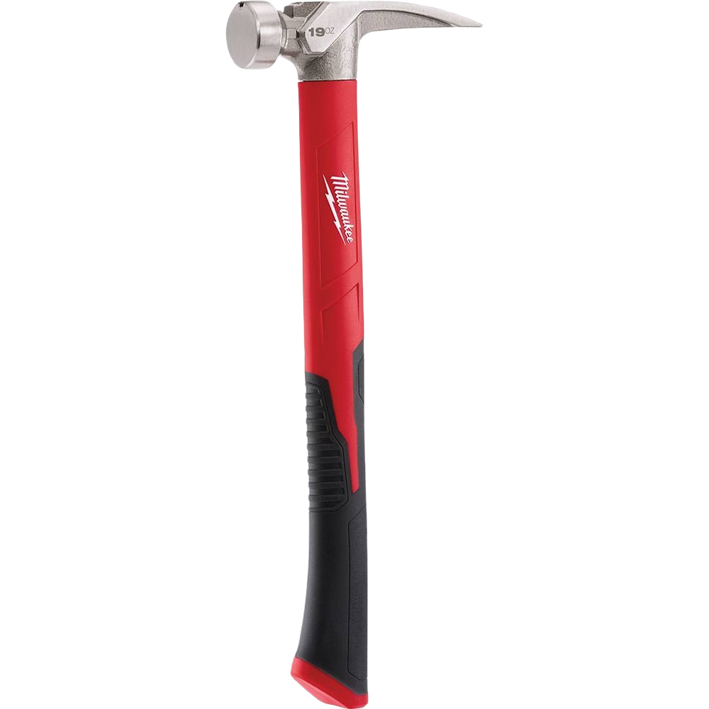 19-oz smooth face hammer with red poly-fiberglass handle designed for tools and home improvement use