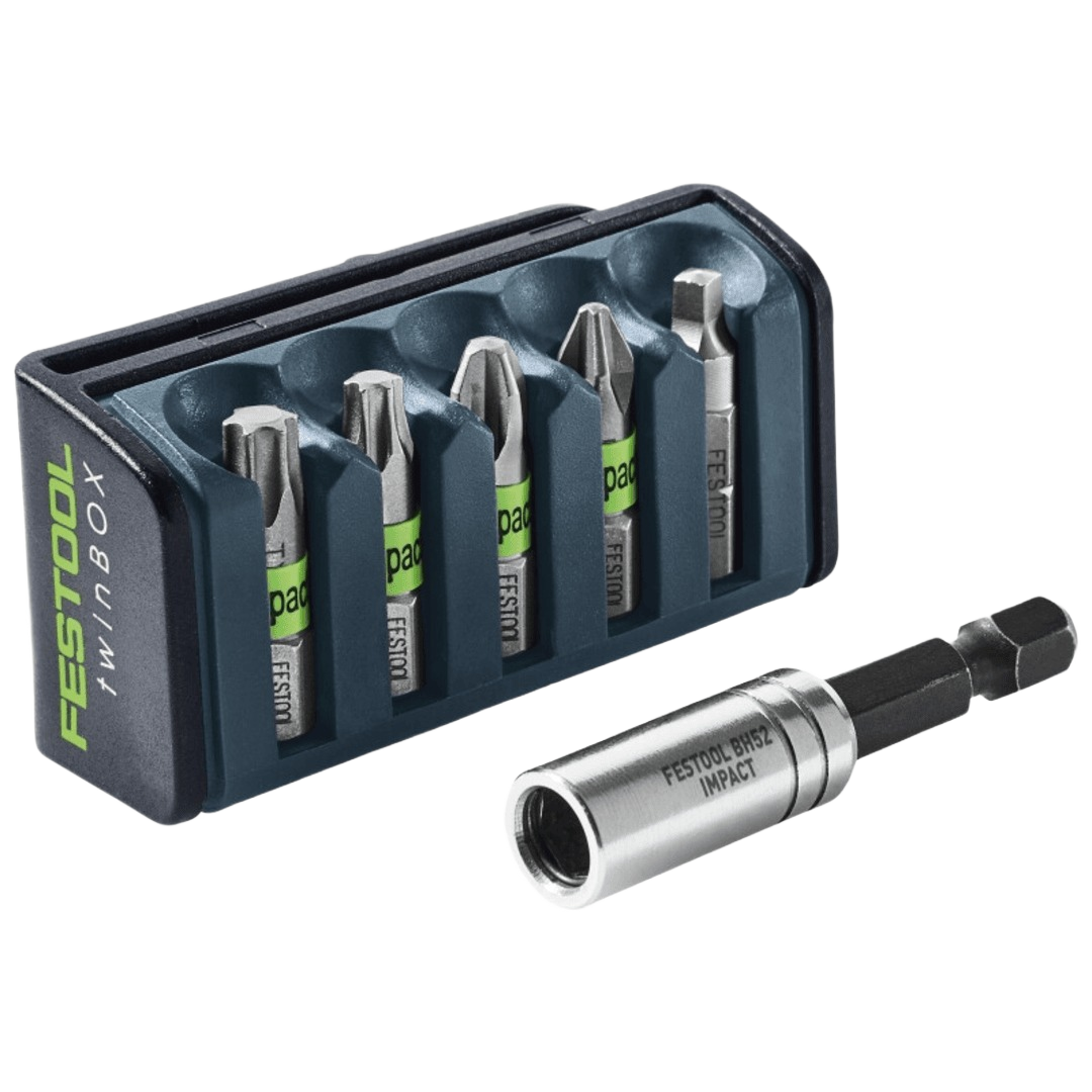 Compact bit cassette featuring magnetic impact holder and five impact driver bits for power tool accessories
