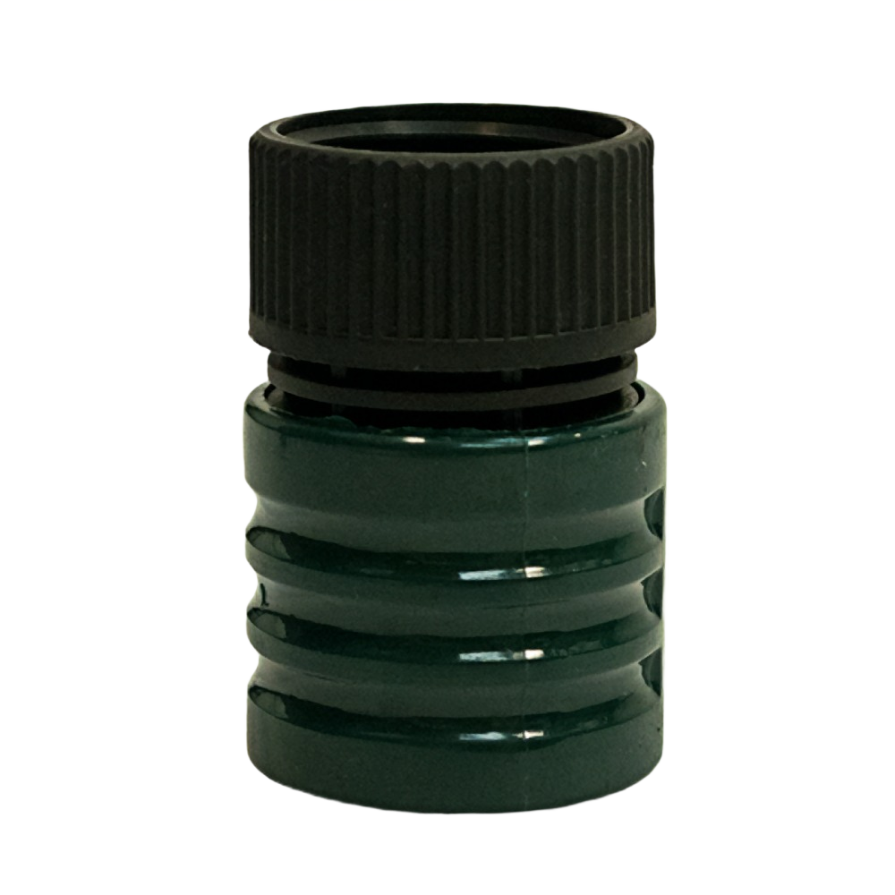 Dark green and black quick coupler adapter designed for efficient deck wash port connection and tool attachment.