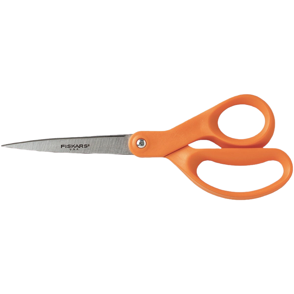 Orange-handled Fiskars scissors with straight blades for versatile cutting in office supplies and home tools under $50 collections