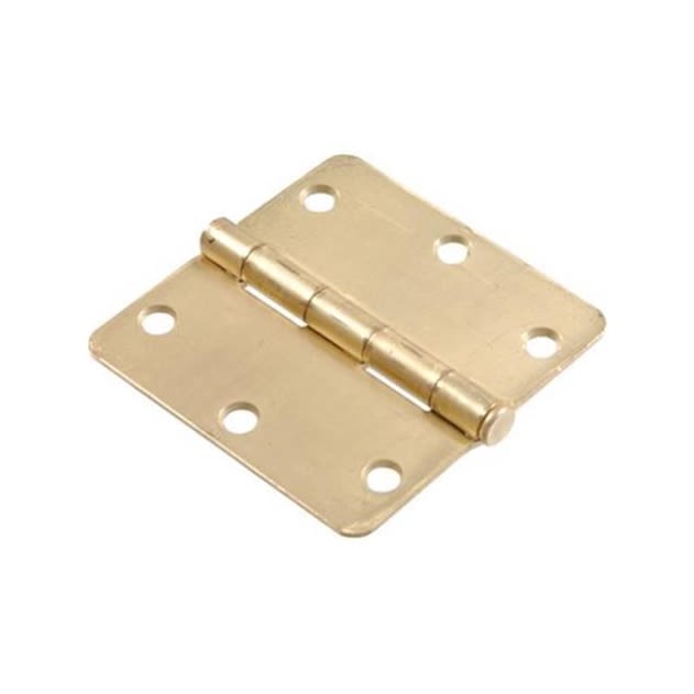 Satin brass round corner door hinge with six mounting holes for home improvement and hardware projects under $50 collection