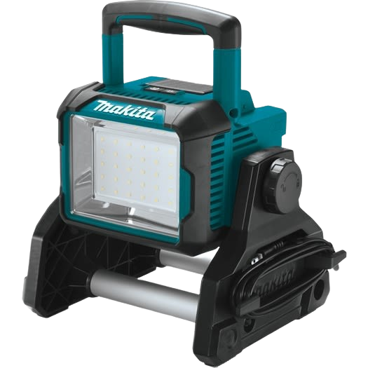 Compact cordless and corded work light with adjustable handle and LED panel for home improvement and tools collections
